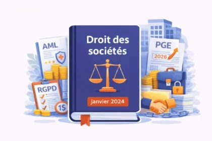 Actualités du droit des sociétés en janvier 2024 avec rééchelonnement des PGE lutte contre le blanchiment de capitaux jurisprudence solidarité commerciale et création dentreprises