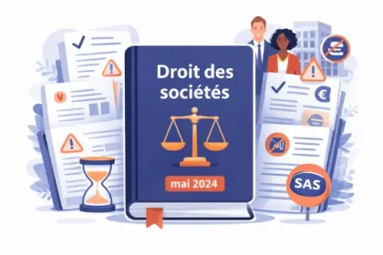 Actualités du droit des sociétés de mai 2024 avec jurisprudence sur la contestation des créances, les résolutions consultatives, la limitation du droit de poursuite des créanciers, la requalification des baux dérogatoires et les clauses d’exclusion dans les SAS