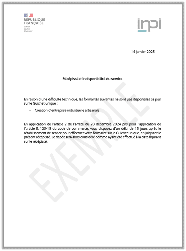 dispositif de continuité récépissé