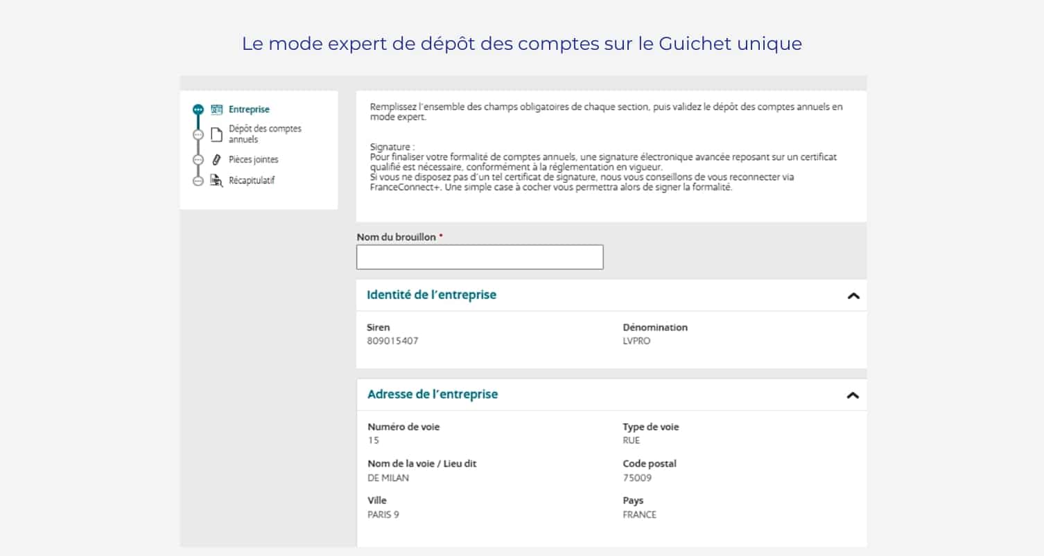 Le mode expert de dépôt des comptes sur le Guichet unique